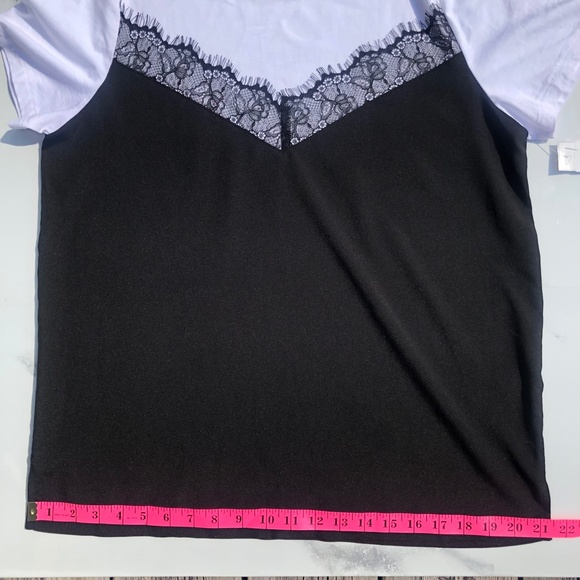 DKNY White & black t-shirt with lace size M NWT - Picture 9 of 11